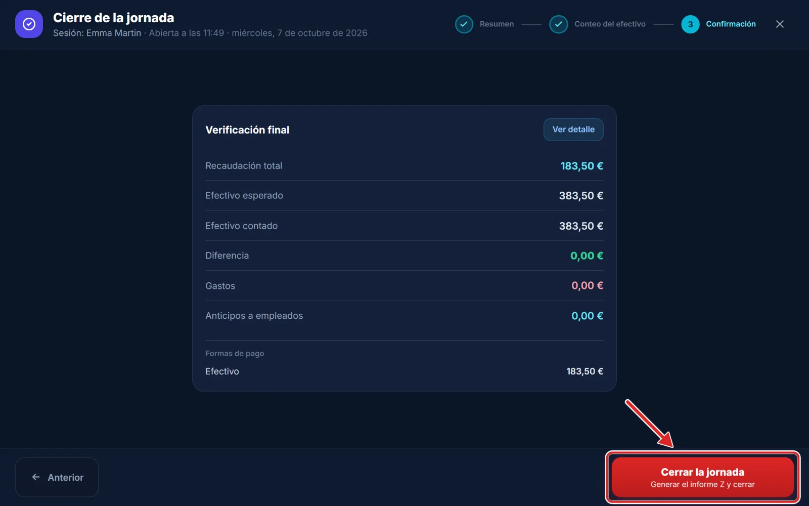 La verificación final, justo antes de imprimir el Z